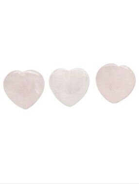 2/$15 30mm Rose Quartz Heart Beads Pack Of 3 Center Drilled 8637CL